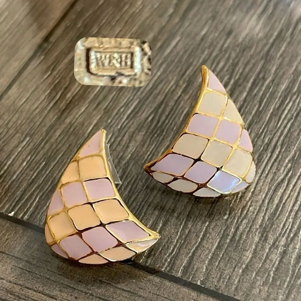 Vintage 1980’s Pastel Enamel Triangle Wightman & Hough Co. Earrings